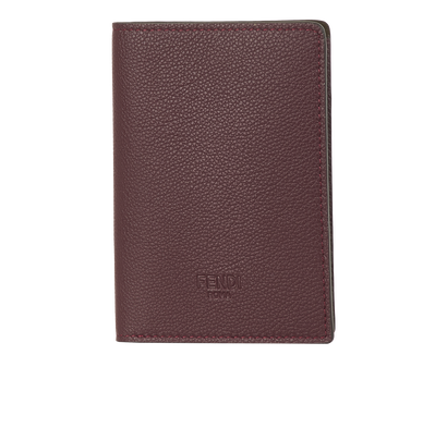 Fendi Logo Passport Holder, £180, Accessories, Burgundy, Leather, Front view